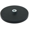 88mm dia x 8mm high Rubber Coated POS Magnet c/w M8 Boss Thread - 45kg Pull