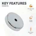 40mm dia x 8mm thick x 5mm c/sink Ferrite Y30BH Pot Magnet - 11kg Pull