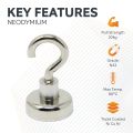 25mm dia Neodymium Clamping Magnet with M5 Hook or Eyebolt - 20kg Pull
