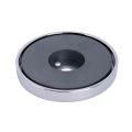 66mm dia x 10mm thick x 8mm hole Ferrite Pot Magnet - 39kg Pull