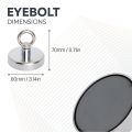 80mm dia x 70mm tall Ferrite Recovery Magnet with M10 Eyebolt - 60kg Pull