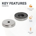 50mm dia x 10mm thick x 8.5mm hole Ferrite Pot Magnet - 15.8kg Pull