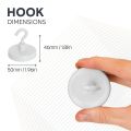 50mm dia Ferrite White Painted Clamping Magnet with M6 Hook - 21.3kg Pull