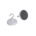 32mm dia Ferrite White Painted Clamping Magnet with M4 Hook - 7.3kg Pull