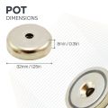 32mm dia x 8mm thick x 5.5mm c/sink N42 Neodymium Pot Magnet - 44kg Pull