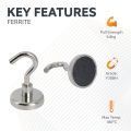 32mm dia Ferrite Clamping Magnet with M6 Hook or Eyebolt - 5.8kg Pull