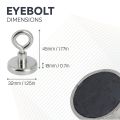 32mm dia Ferrite Clamping Magnet with M6 Hook or Eyebolt - 5.8kg Pull