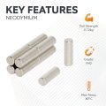 4mm dia x 12.5mm thick N42 Neodymium Magnets - 0.72kg Pull