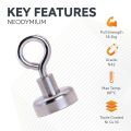 20mm dia Neodymium Clamping Magnet with M4 Hook or Eyebolt - 16.5kg Pull
