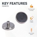 32mm dia x 7mm thick Ferrite Pot Magnet with M4 Internal Thread - 3.7kg Pull