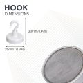 25mm dia Ferrite White Painted Clamping Magnet with M4 Hook - 4kg Pull