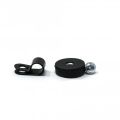 22mm dia x 6mm high Rubber Coated Cable Holding Magnet With 7.9mm Cable Clip - 4.3kg Pull