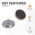 32mm dia x 7mm thick Ferrite Pot Magnet with M5 External Thread - 4.9kg Pull