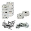 25mm dia Neodymium Pot Magnets, Steel Discs & Screws Pack