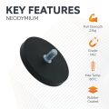 66mm dia x 8mm thick Rubber Coated POS Magnet c/w M8 x 15mm External Thread