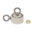 60mm dia x 30mm N42 Neodymium Pot Magnet with 2x M8 Eyebolts + 10 metre Rope - 120kg Pull
