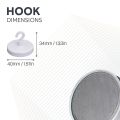 40mm dia Ferrite White Painted Clamping Magnet with M6 Hook - 10.2kg Pull