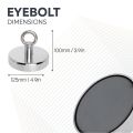 125mm dia x 100mm tall Ferrite Recovery Magnet with M14 Eyebolt - 130kg Pull
