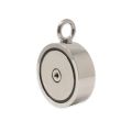 116mm dia x 32mm N42 Neodymium Pot Magnet with 1x M12 and 1x M10 Eyebolt  + 10 metre Rope - 400kg Pull