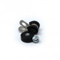 18mm dia x 6mm high Rubber Coated Cable Holding Magnet With 6mm Rubber Clamp - 1.6kg Pull
