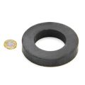 60mm O.D x 24mm I.D x 8mm thick Y30BH Ferrite Ring Magnet - 2.4kg Pull