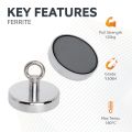 125mm dia x 100mm tall Ferrite Recovery Magnet with M14 Eyebolt - 130kg Pull