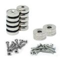 16mm dia Neodymium Pot Magnets, Steel Discs & Screws Pack