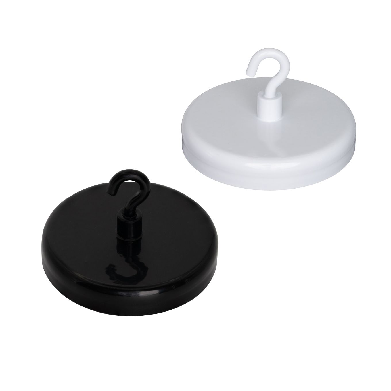 57mm dia Ferrite White or Black Painted Clamping Magnet with M4 Hook - 25kg Pull