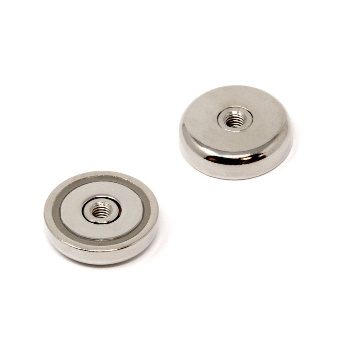 32mm dia x 8mm thick N42 Neodymium Pot Magnet with M6 Internal Thread - 30kg Pull