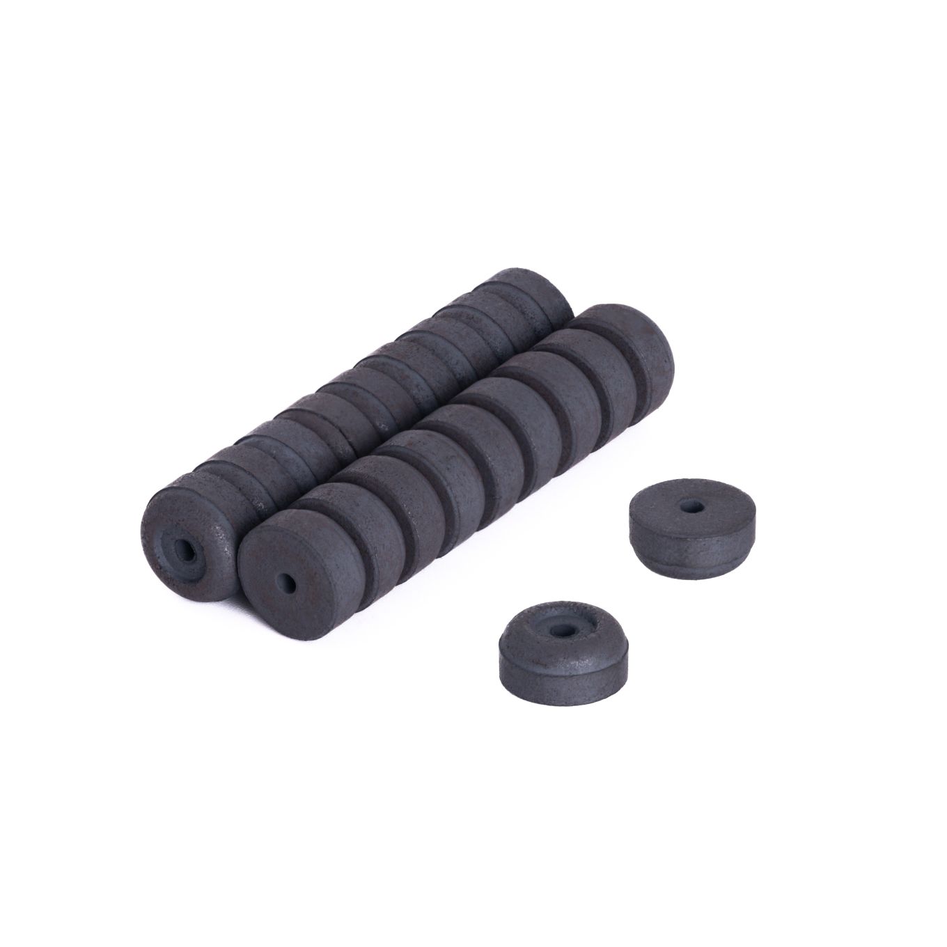 12mm O.D. x 2mm I.D. x 6mm thick Y10 Ferrite Magnets - 0.1kg Pull