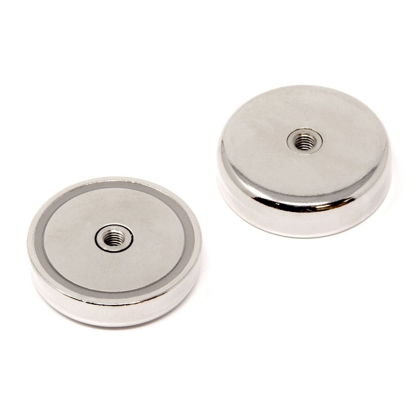 60mm dia x 15mm thick N42 Neodymium Pot Magnet with M8 Internal Thread - 139kg Pull