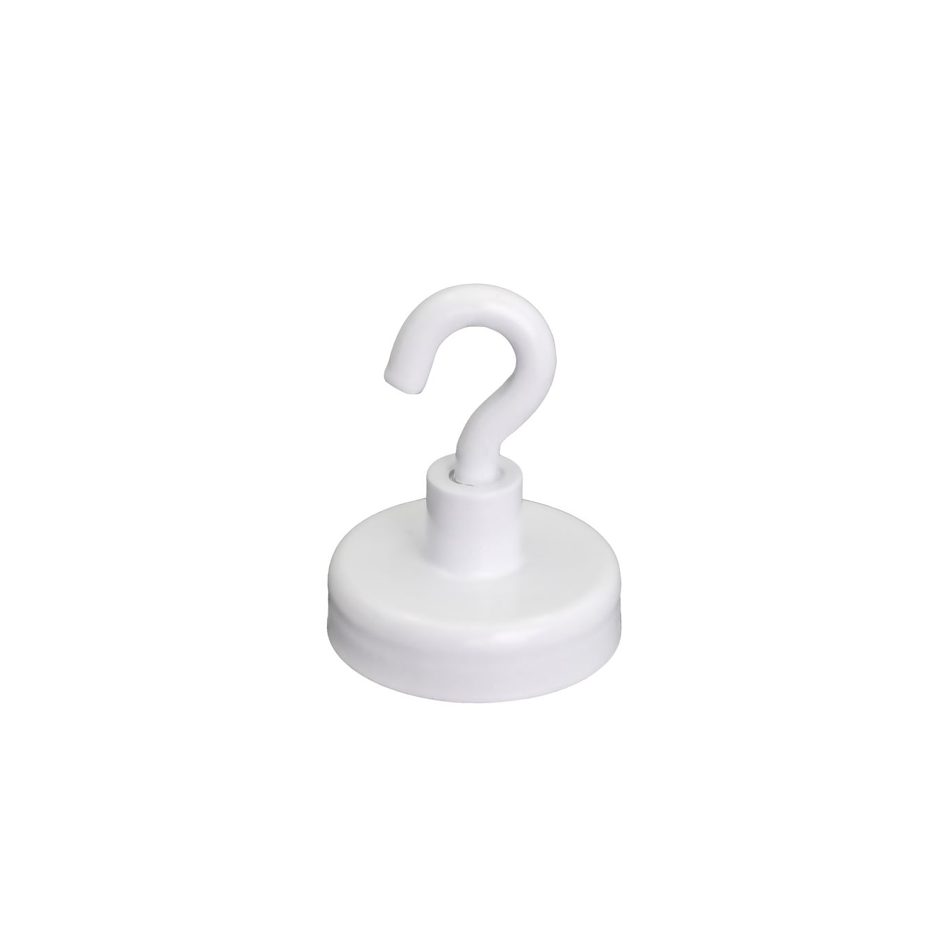 25mm dia Ferrite White Painted Clamping Magnet with M4 Hook - 4kg Pull