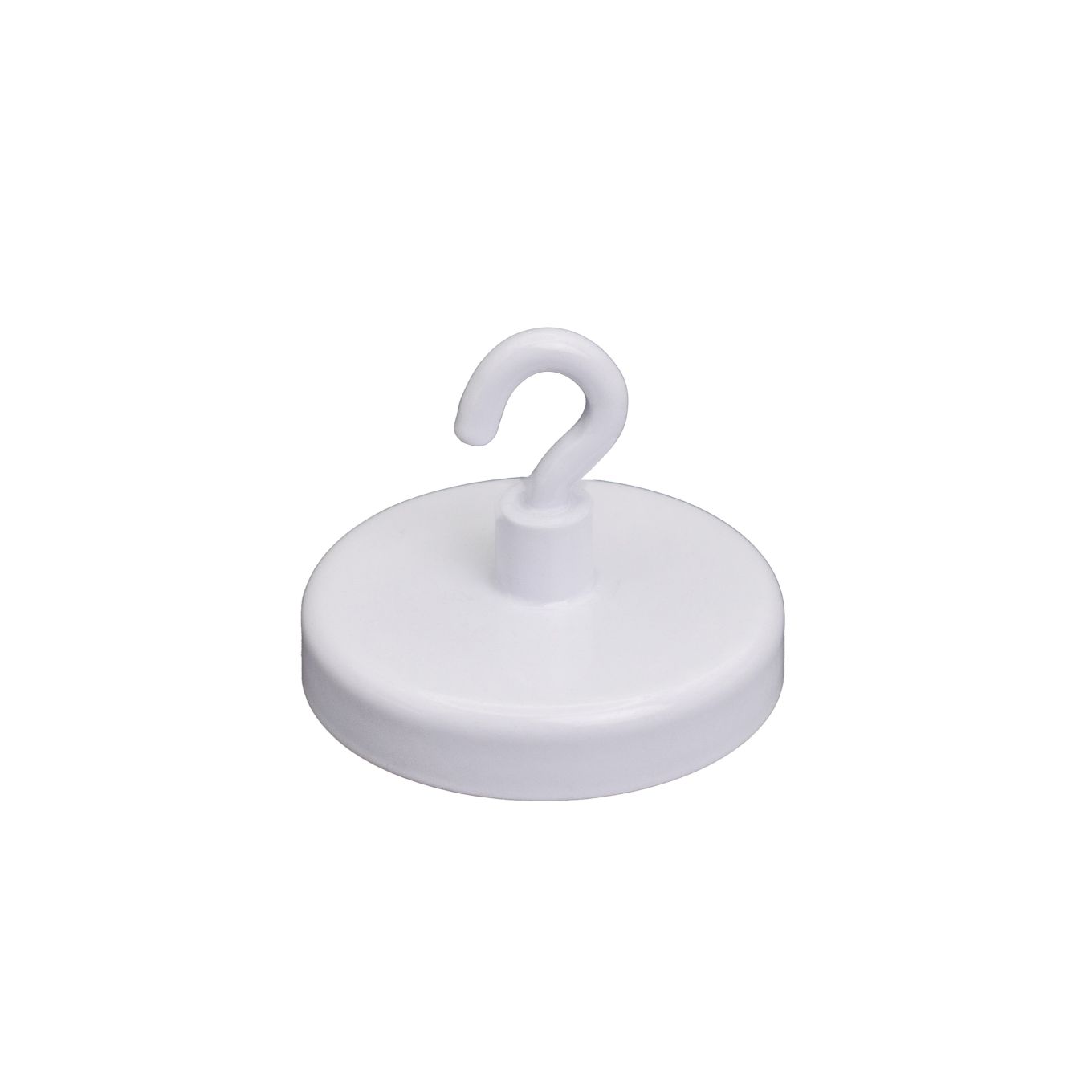 40mm dia Ferrite White Painted Clamping Magnet with M6 Hook - 10.2kg Pull