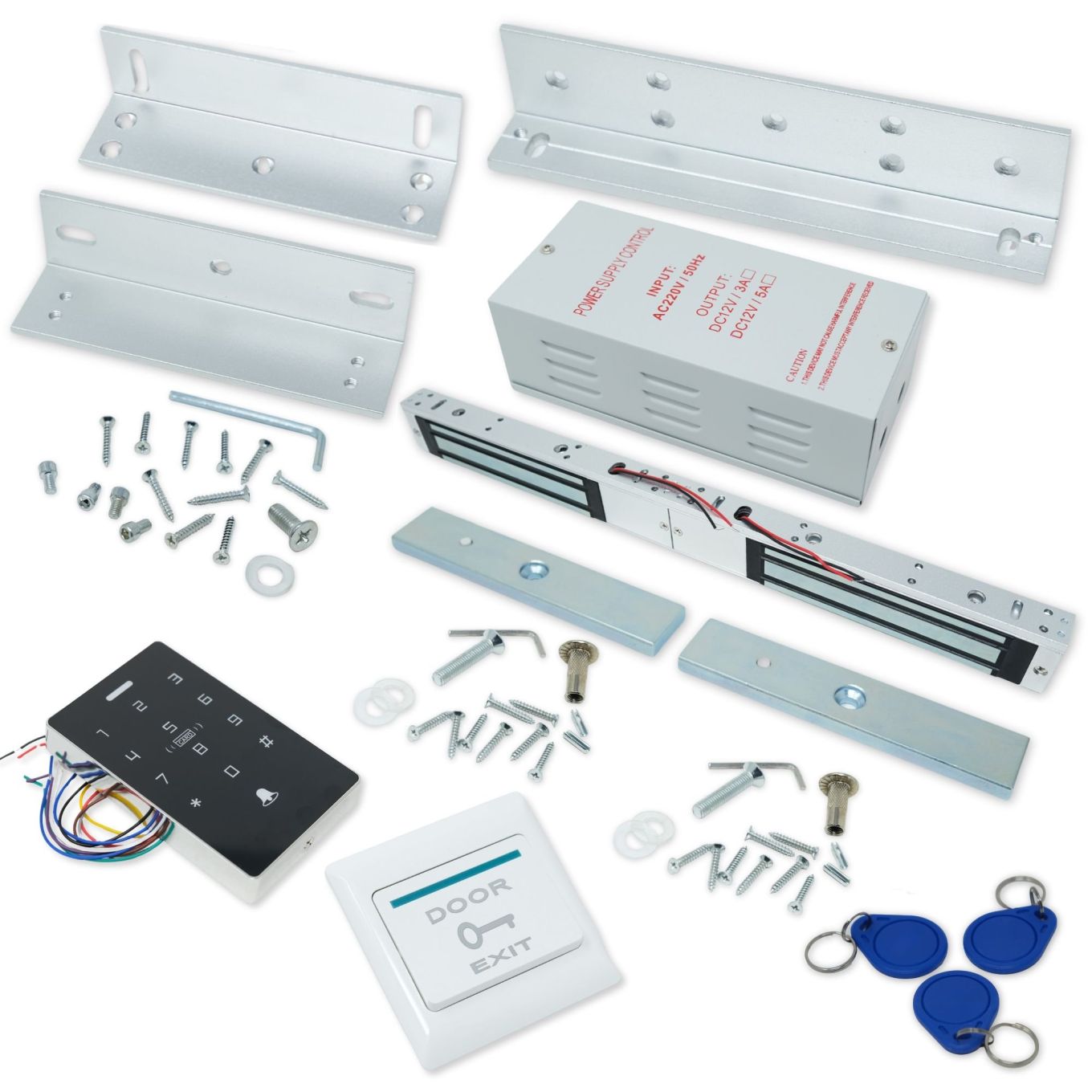 Full Access Control Door Entry Kit With 280kg Five-Wire Magnetic Door Lock & ZL Bracket