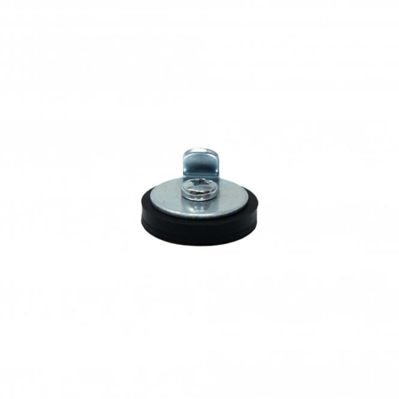 31mm dia x 6mm high Rubber Coated Magnet With 26mm Picture Hook - 5.7kg Pull
