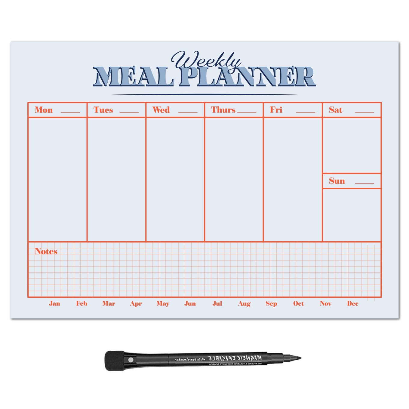 MagFlex® A4 Diner Weekly Meal Planner Fridge Magnet - Flexible Magnetic Sheet
