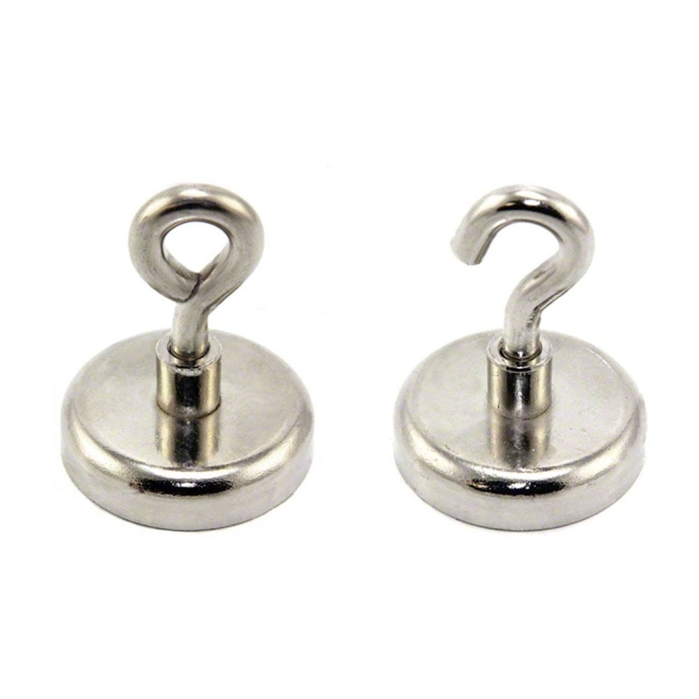 48mm dia Neodymium Clamping Magnet with M8 Hook or Eyebolt - 95kg Pull