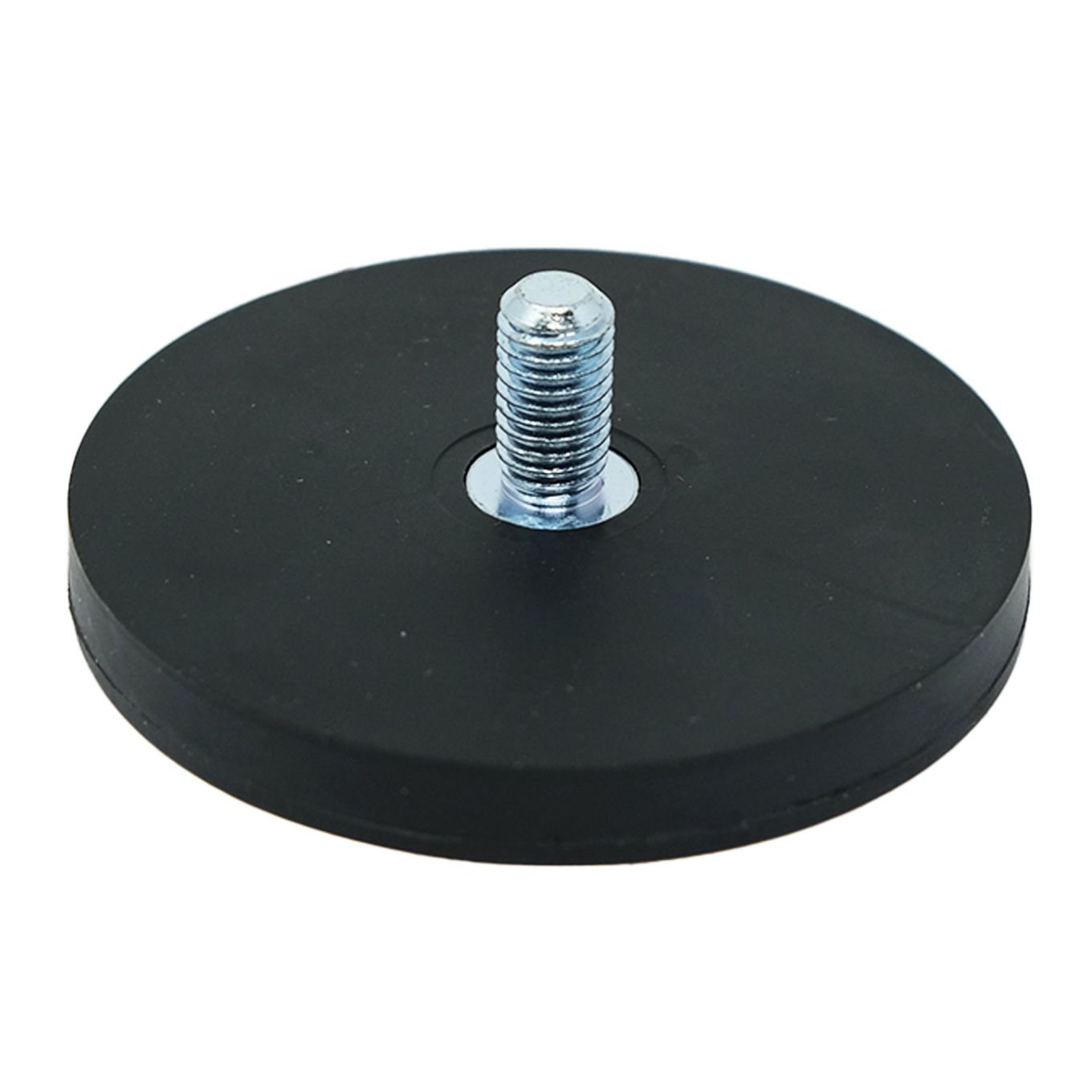 66mm dia x 8mm thick Rubber Coated POS Magnet c/w M8 x 15mm External Thread