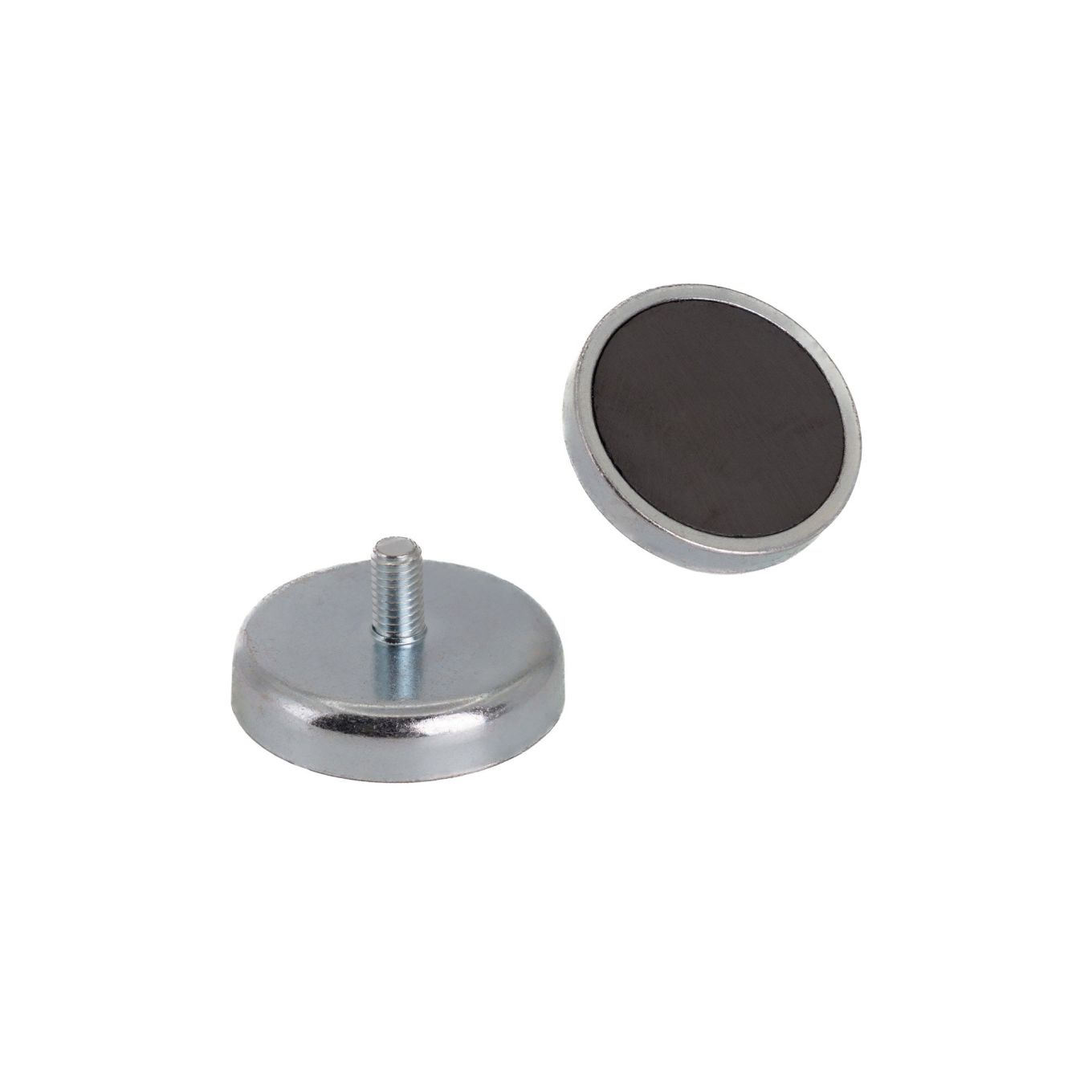 32mm dia x 7mm thick Ferrite Pot Magnet with M5 External Thread - 4.9kg Pull