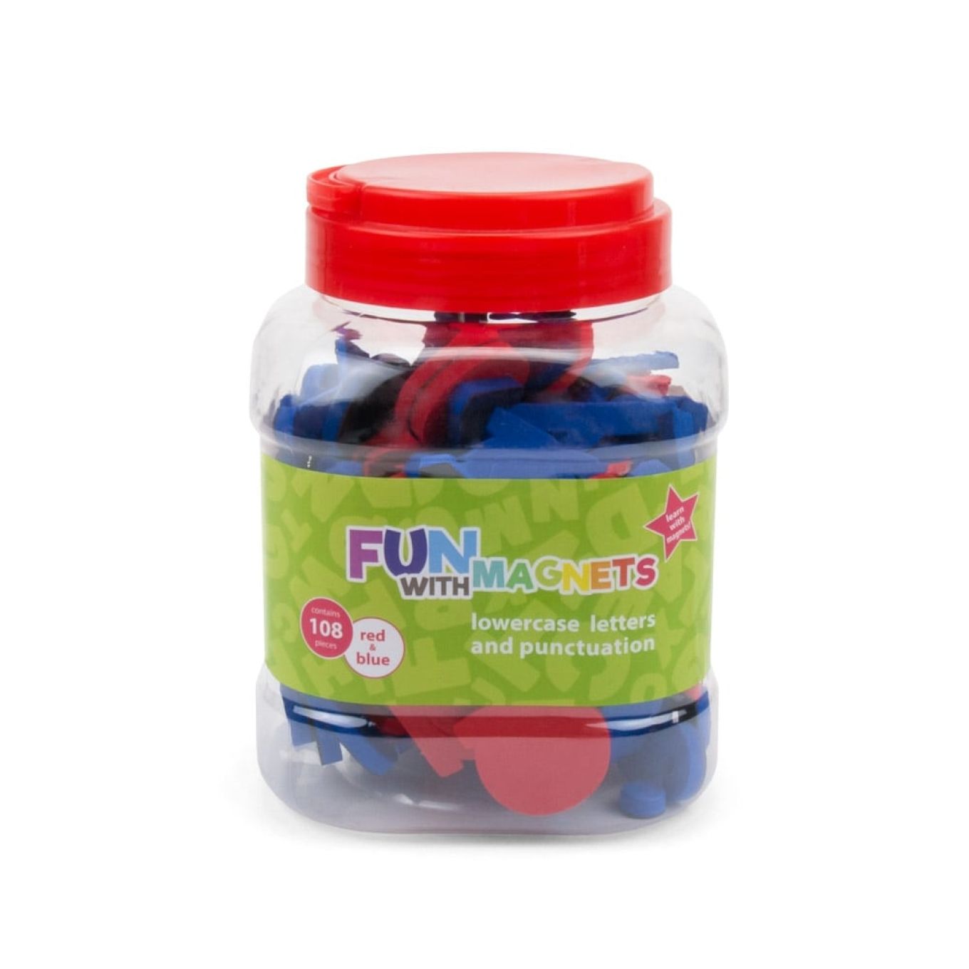 Fun with Magnets 108 Lowercase Magnetic Foam Letters + Punctuation (Red & Blue)