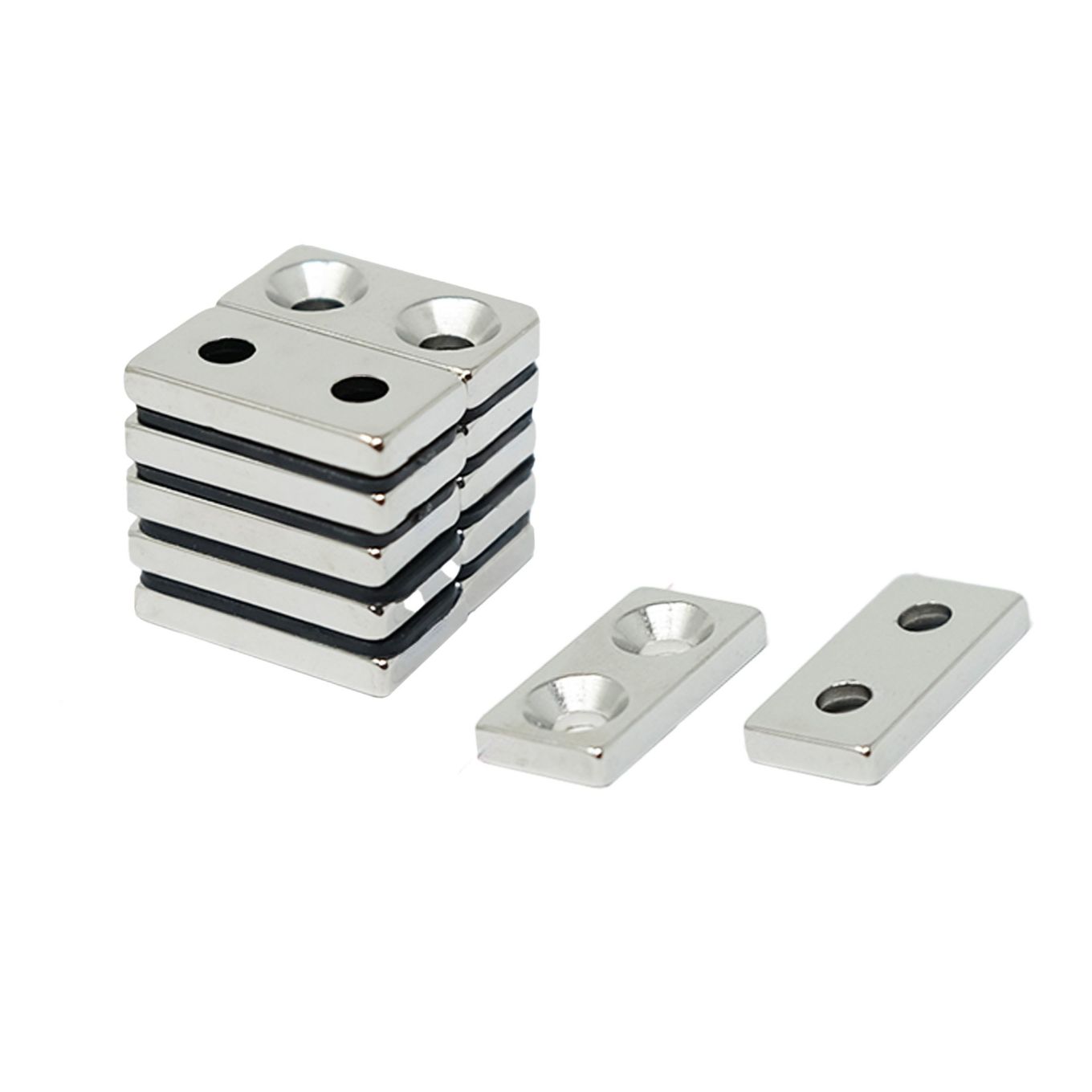 20 x 10 x 3mm thick x 3.5mm c/s N42 Neodymium Magnets - 4.2kg Pull