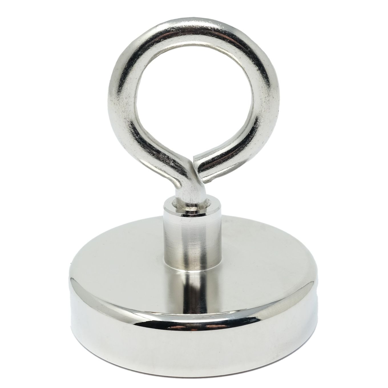 75mm dia Neodymium Clamping Magnet with M10 Eyebolt - Machine Lathed - 200kg Pull