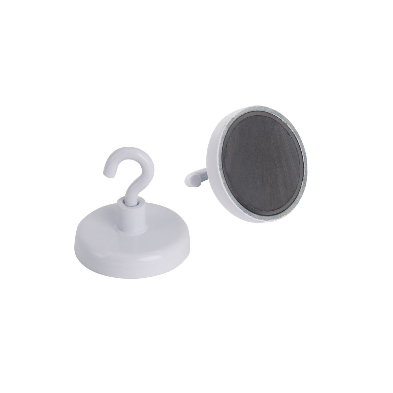 32mm dia Ferrite White Painted Clamping Magnet with M4 Hook - 7.3kg Pull