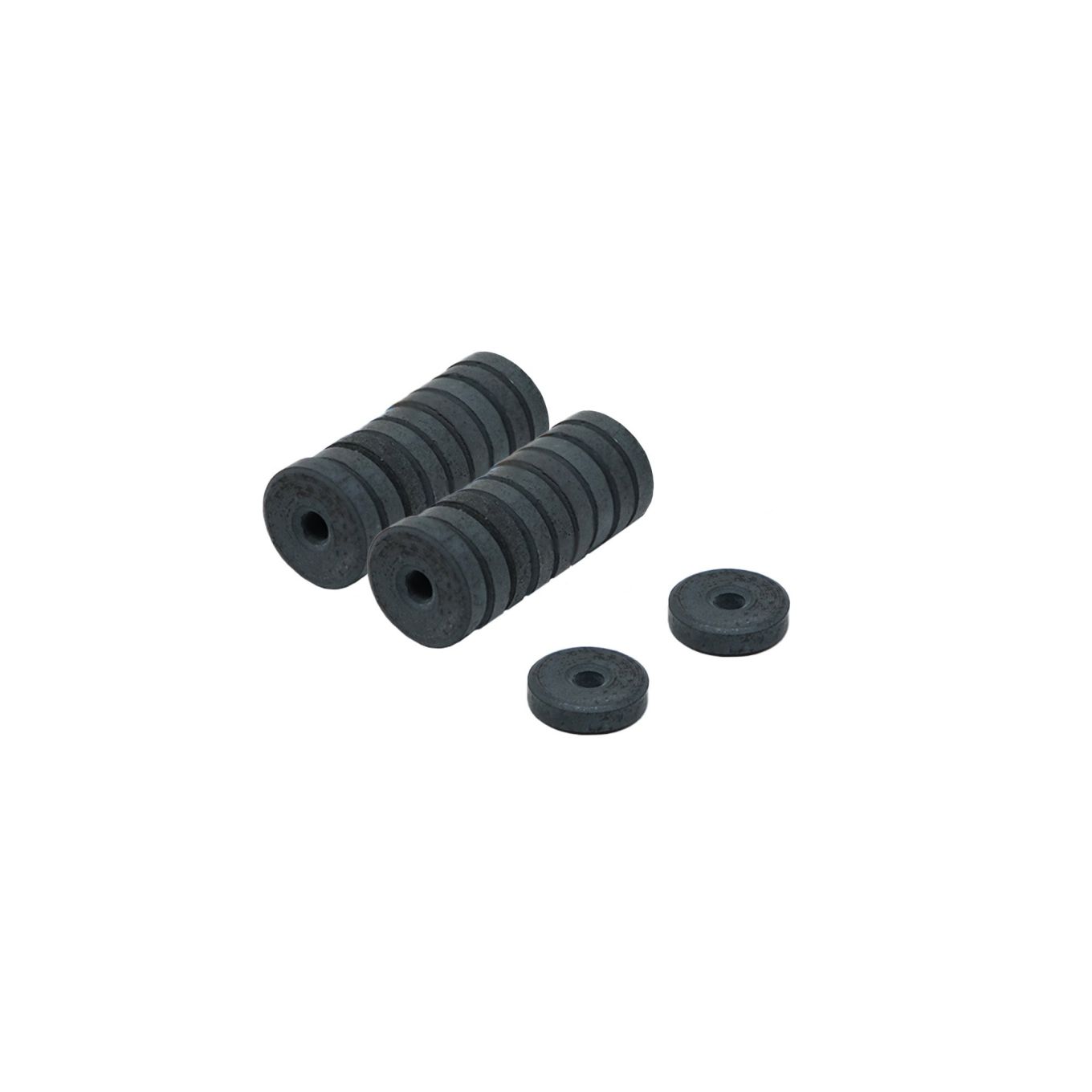 12mm O.D. x 3mm I.D. x 3.3mm thick Y10 Ferrite Magnets - 0.1kg Pull