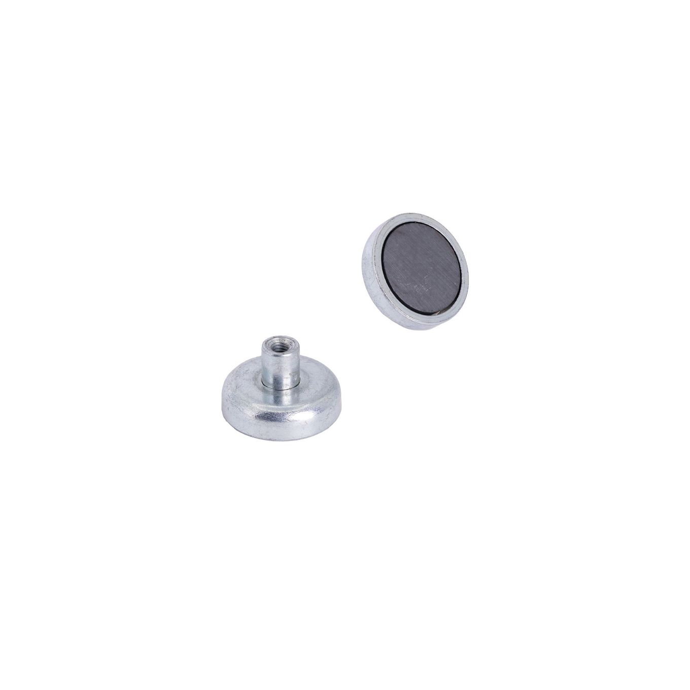 25mm dia x 7mm thick Ferrite Pot Magnet with M4 Internal Thread - 1kg Pull