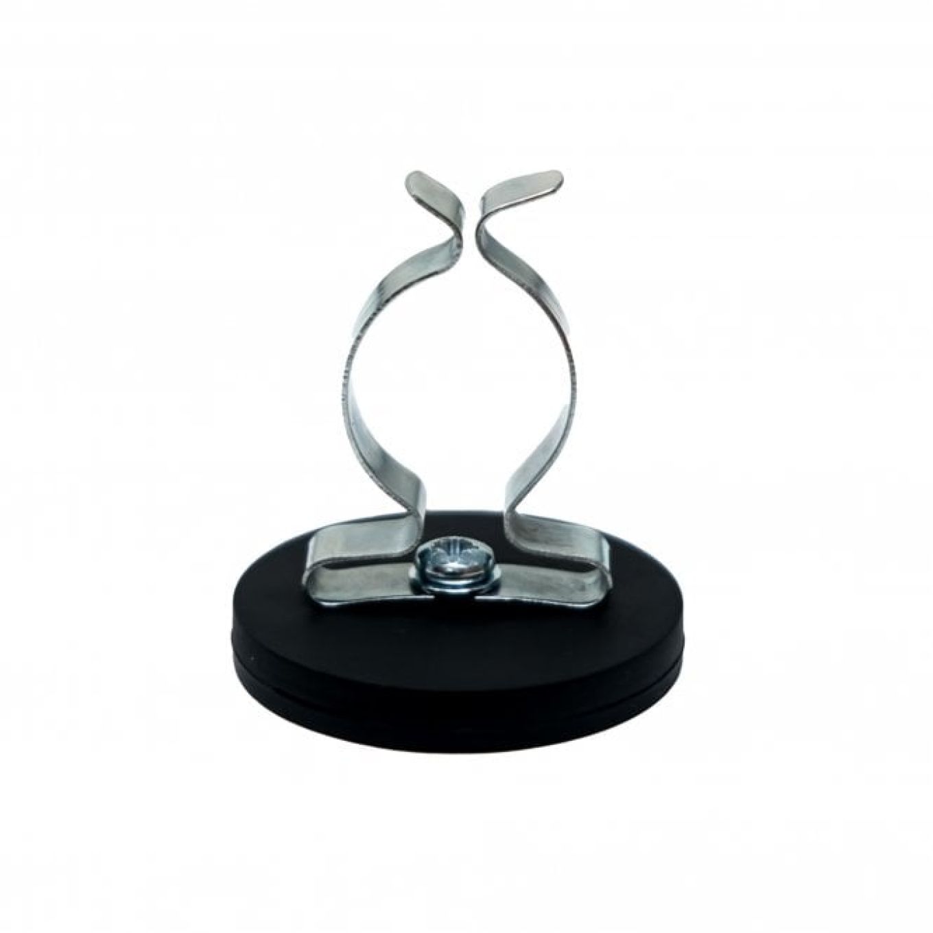 43mm dia x 6mm high Rubber Coated Cable Holding Magnet With 19mm Terry Spring Clip - 8kg Pull