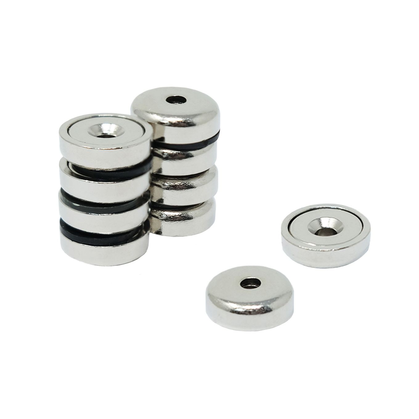 16mm dia x 5mm thick x 3mm c/sink N42 Neodymium Pot Magnet - 9.6kg Pull