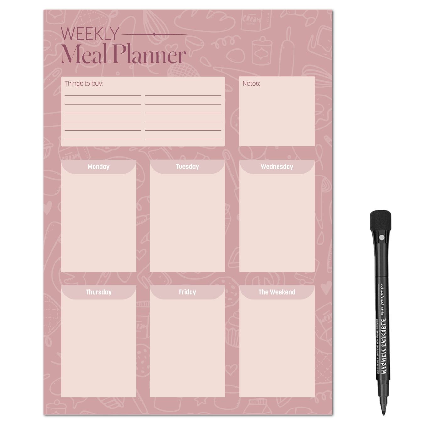 MagFlex® A4 Kitchen Weekly Meal Planner Fridge Magnet - Flexible Magnetic Sheet