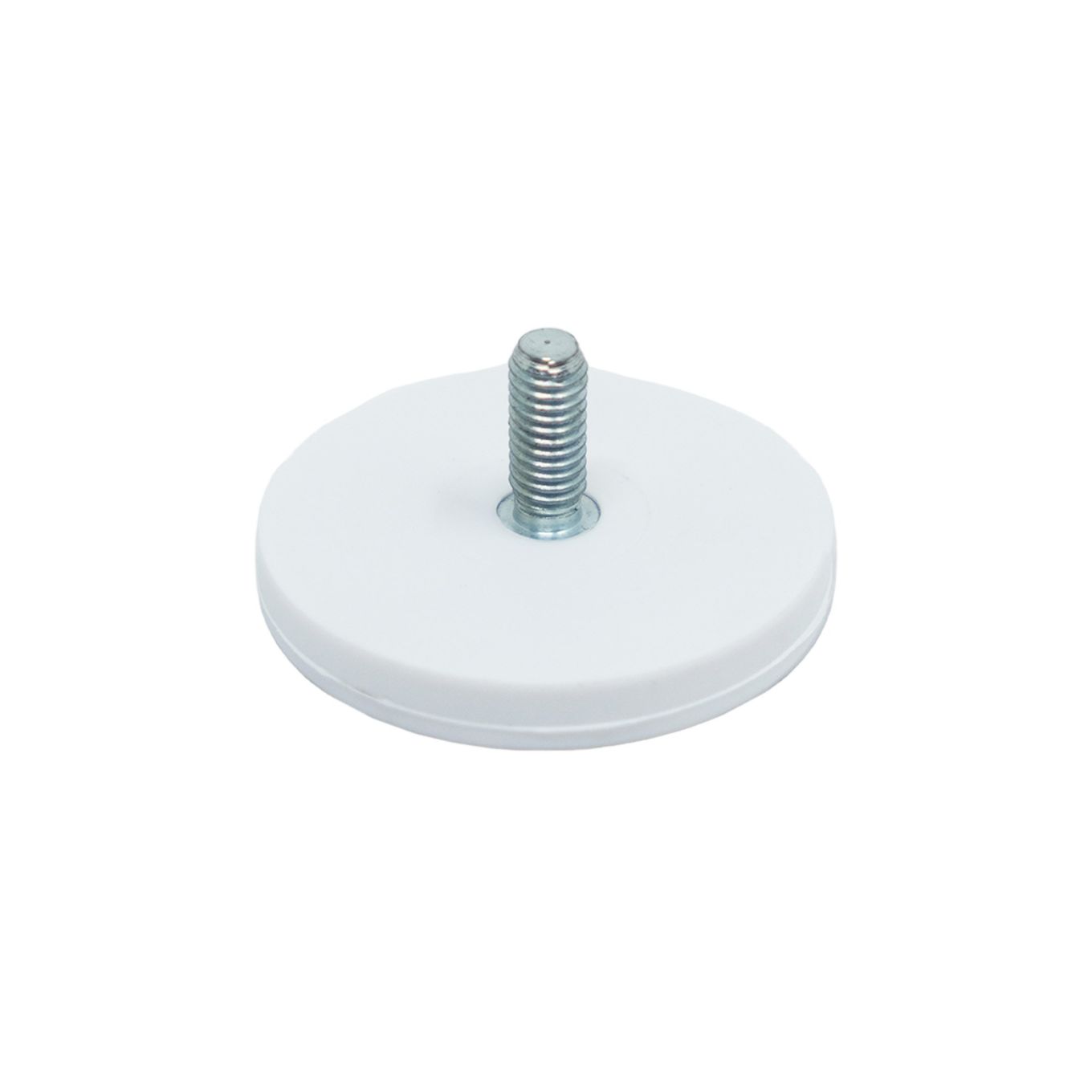 43mm dia x 6mm thick Rubber Coated POS Magnet c/w M6 x 15mm External Thread - 8kg Pull
