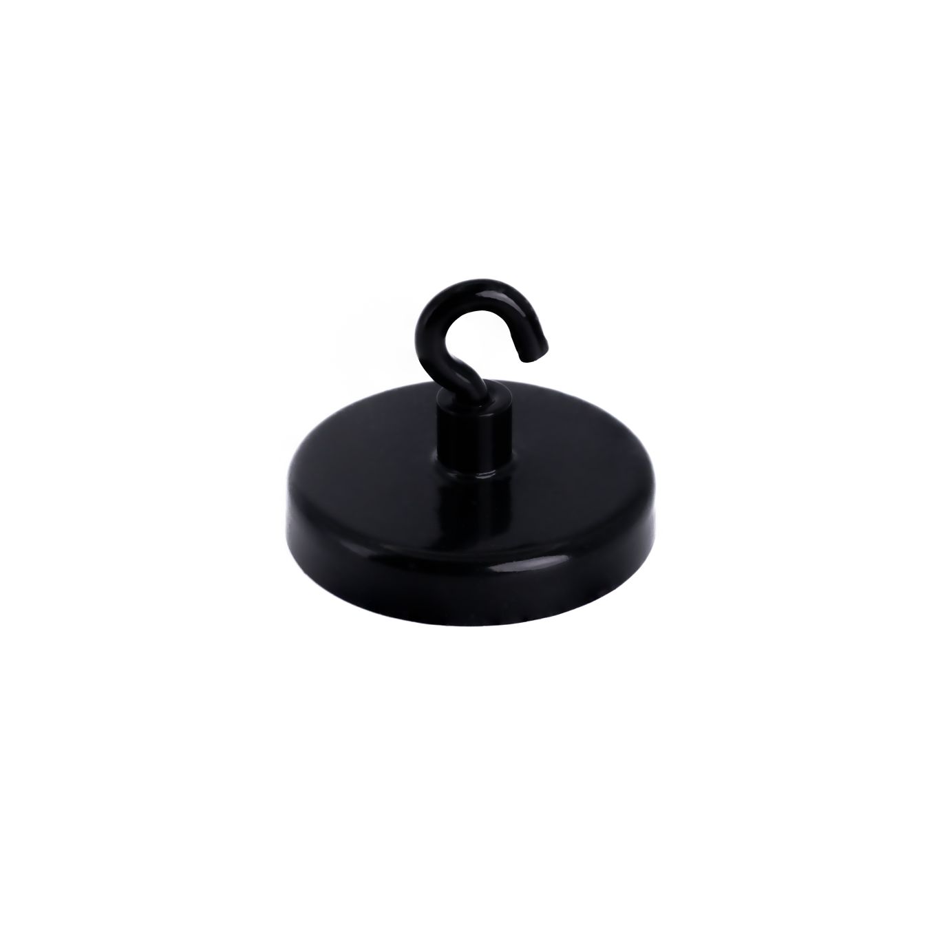 40mm dia Ferrite Black Painted Clamping Magnet with M4 Hook - 10.2kg Pull